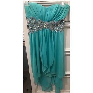 B. Darlin Turquoise High Low Prom Dress